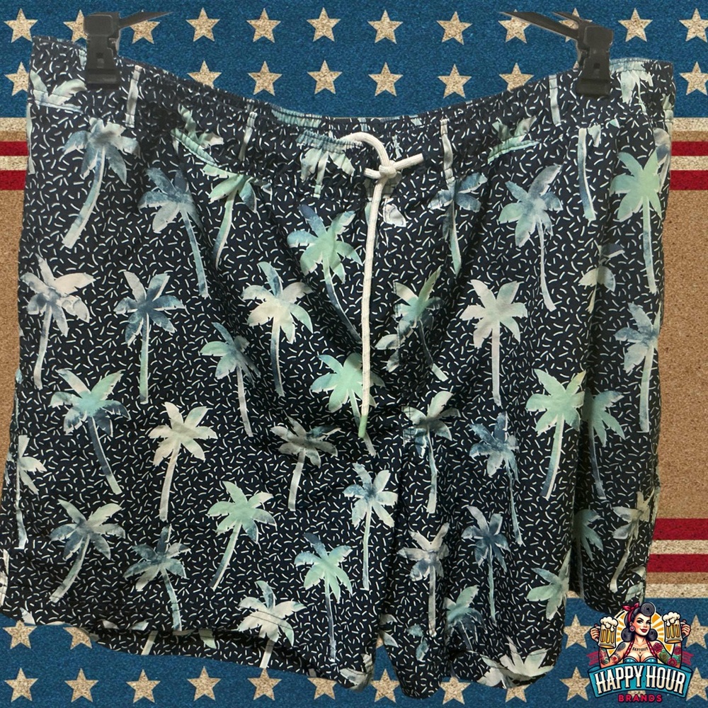 Members Mark Board Shorts Swim Trunks Men's Blue XXL UPF 50+ Liner Floral